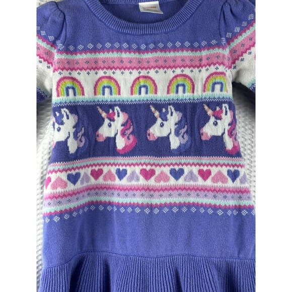 Gymboree Unicorn Fairisle Peplum Sweater Dress - Dino Friends - Purple size‎  3T - Picture 2 of 6